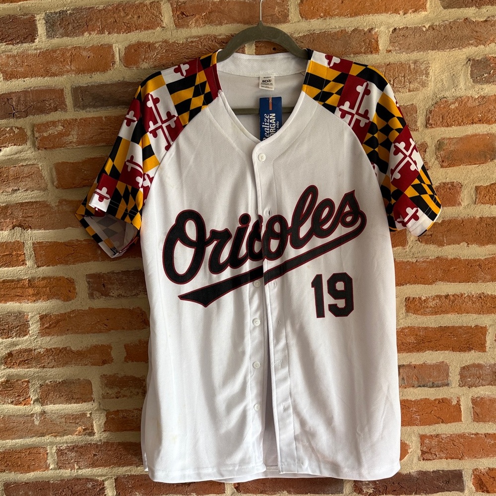 Orioles Baseball Jersey with Maryland Flag Sleeves